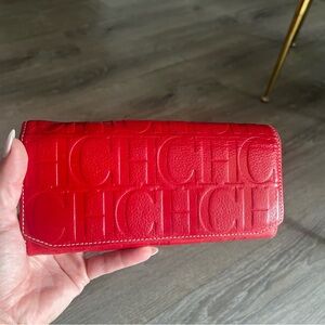 Carolina Herrera Red Embossed Wallet